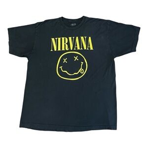 NIRVANA Charcoal Tee with Vibrant Yellow Design